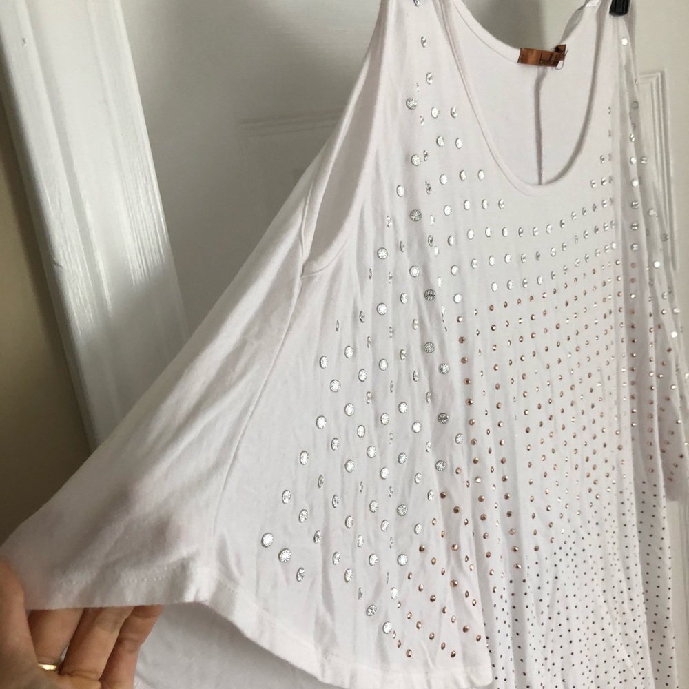 Cold Shoulder Flowy Rhinestone Top - Picture 2 of 2
